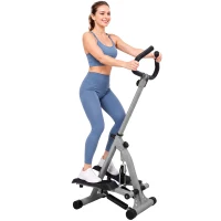 Soozier Adjustable Stepper Aerobic Ab Exercise Fitness Workout Machine with LCD Screen & Handlebars, Grey(m-1)