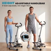 Soozier Adjustable Stepper Aerobic Ab Exercise Fitness Workout Machine with LCD Screen & Handlebars, Grey(m-5)