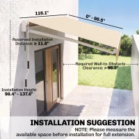 Outsunny 10' x 8' Retractable Awning, Patio Awnings, Sunshade Shelter w/ Manual Crank Handle, Beige(m-3)