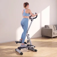 Soozier Adjustable Stepper Aerobic Ab Exercise Fitness Workout Machine with LCD Screen & Handlebars, Grey(m-9)