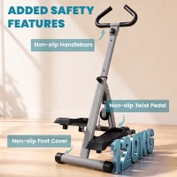 Soozier Adjustable Stepper Aerobic Ab Exercise Fitness Workout Machine with LCD Screen & Handlebars, Grey(m-7)