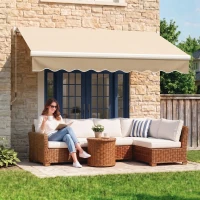 Outsunny 10' x 8' Retractable Awning, Patio Awnings, Sunshade Shelter w/ Manual Crank Handle, Beige(m-8)