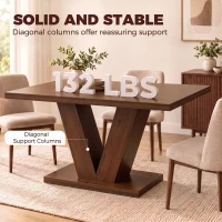 HOMCOM Modern Dining Table for 4 People, 47.2" Kitchen Table for Dining Room and Living Room, Rectangular, Dark Walnut(m-5)