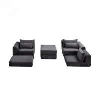Snuggly Corduroy Sectional Sofa with 5 Pillows and Modular Design, Friendly Couch for Living Room and Bedroom, 100'' L x 35" W x 24" H, Grey(m-11)