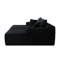 Fresh Fabric Sectional Sofa with Dual Chaise, Deep Seat and Cup Holder, Handy Couch for Living Room and Bedroom, 76'' L x 66" W x 26" H, Black(m-10)