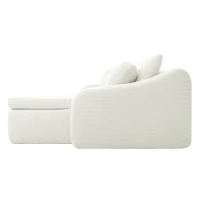 Cozy 2-Piece Chaise Lounge Set with Left and Right Design, Modern Corduroy Lounge Chair with Spring Padding, 66'' L x 76" W x 23" H, White(m-13)