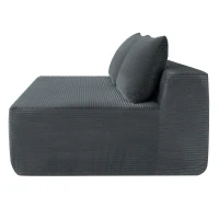 Cuddly Corduroy Chaise Lounge with Dual Seats and Cup Holders, Adaptable Couch for Living Room and Bedroom, 57'' L x 35" W x 24" H, Grey(m-7)