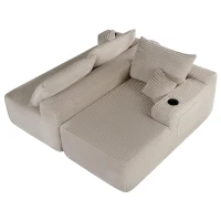 Modern Cloud Sectional with L-Shape Chaise and Side Pockets, Modular Couch with Deep Seat and No Assembly, 108'' L x 63" W x 23" H, Coffee(m-7)