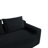 Plush Corduroy Sectional Sofa with L-Shaped Chaise and Deep Seat, Modern Modular Couch for Living Room and Bedroom, 97'' L x 60" W x 31" H, Black(m-5)