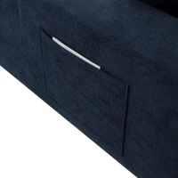 Modern Sectional with L-Shape Chaise and Deep Seat, Cozy Modular Sofa with Cotton-Linen Fabric and No Assembly, 85'' L x 53" W x 24" H, Blue(m-9)