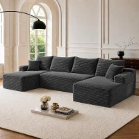 Modern Cloud Sectional with U-Shape Chaise and Side Pockets, Modular Sofa with Deep Seat and No Assembly, 133.5'' L x 66" W x 26" H, Grey(m-5)