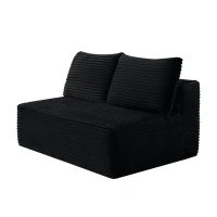 Cosseted Fabric Chaise Lounge with Dual Seats and Cup Holder, Adjustable Couch for Living Room and Bedroom, 57'' L x 35" W x 24" H, Black(m-7)