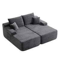 Modern Cloud Sectional with L-Shape and Double Chaise, Cozy 2-Seater Couch with Plush Fabric and No Assembly, 75'' L x 66" W x 26" H, Grey(m-8)