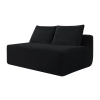 Hearty Corduroy Sectional Sofa with Double Chaise and Deep Seat, Stalwart Couch for Living Room and Apartment, 57'' L x 35" W x 24" H, Black(m-11)