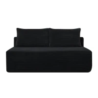 Hearty Corduroy Sectional Sofa with Double Chaise and Deep Seat, Stalwart Couch for Living Room and Apartment, 57'' L x 35" W x 24" H, Black(m-2)
