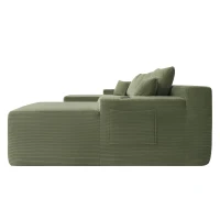 Modern Sectional with U-Shape Chaise and Cup Holder, Cozy Modular Sofa with Side Pockets and No Assembly, 126'' L x 66" W x 26" H, Green(m-9)