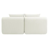 Cozy 2-Piece Chaise Lounge Set with Left and Right Design, Modern Corduroy Lounge Chair with Spring Padding, 66'' L x 76" W x 23" H, White(m-12)