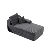Modern 37.5-inch Right Chaise with Plush Grey Velvet, Chic Sectional Sofa with Flexible Matching for Living Room, 66'' L x 39" W x 33" H, Gray(m-2)
