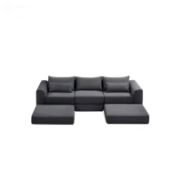 Snuggly Corduroy Sectional Sofa with 5 Pillows and Modular Design, Friendly Couch for Living Room and Bedroom, 100'' L x 35" W x 24" H, Grey(m-2)