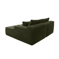 Downy Fabric Sectional Sofa with Double Chaise and Cup Holder, Useful Couch for Modern Living Room and Bedroom, 76'' L x 66" W x 26" H, Green(m-9)