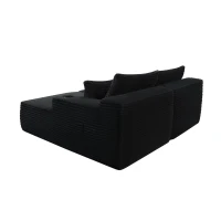Fresh Fabric Sectional Sofa with Dual Chaise, Deep Seat and Cup Holder, Handy Couch for Living Room and Bedroom, 76'' L x 66" W x 26" H, Black(m-9)