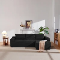 Modern Cloud Sectional with Right L-Shape Chaise and Deep Seat, Cozy Modular Sofa with Corduroy and No Assembly, 97'' L x 60" W x 31" H, Black(m-1)