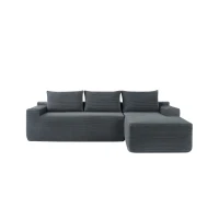 Plush Corduroy Sectional Sofa with L-Shaped Chaise and Deep Seat, Modern Couch for Living Room and Bedroom, 96.5'' L x 60" W x 31" H, Grey Right(m-13)