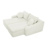 Cozy 2-Piece Chaise Lounge Set with Left and Right Design, Modern Corduroy Lounge Chair with Spring Padding, 66'' L x 76" W x 23" H, White(m-15)