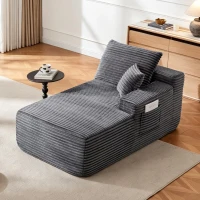 Modern 37.5-inch Right Chaise with Plush Grey Velvet, Chic Sectional Sofa with Flexible Matching for Living Room, 66'' L x 39" W x 33" H, Gray(m-1)