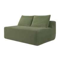 2-Seat Chaise Lounge with Cup Holder and Soft Corduroy, Chic Cloud Couch with Double Chaise and No Assembly, 57'' L x 35" W x 24" H, Green(m-12)