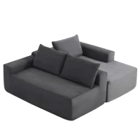 L-Shape Sectional Couch with Right Chaise and Deep Seat, Modern Modular Sofa with Corduroy and No Assembly, 96.5'' L x 60" W x 31" H, Grey(m-8)