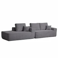 Luxe Fabric Sofa with L-Shaped Chaise and Side Pockets, Functional Couch for Living Room and Bedroom, 104'' L x 67" W x 32.5" H, Grey Left(m-10)