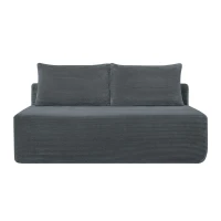 Cuddly Corduroy Chaise Lounge with Dual Seats and Cup Holders, Adaptable Couch for Living Room and Bedroom, 57'' L x 35" W x 24" H, Grey(m-2)