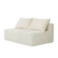 Pure Fabric Sectional Sofa with Double Chaise and Deep Seat, Serene Couch for Modern Living Room and Bedroom, 57'' L x 35" W x 24" H, White(m-9)