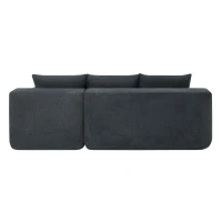 Modern Cloud Sectional with L-Shape Chaise and Deep Seat, Modular Sofa with Cotton-Linen Fabric and No Assembly, 85'' L x 53" W x 24" H, Black(m-12)