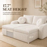 Cozy 2-Piece Chaise Lounge Set with Left and Right Design, Modern Corduroy Lounge Chair with Spring Padding, 66'' L x 76" W x 23" H, White(m-7)