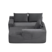 L-Shape Sectional Couch with Right Chaise and Deep Seat, Modern Modular Sofa with Corduroy and No Assembly, 96.5'' L x 60" W x 31" H, Grey(m-9)