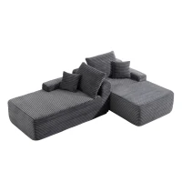Modern Cloud Sectional with L-Shape and Double Chaise, Cozy 2-Seater Couch with Plush Fabric and No Assembly, 75'' L x 66" W x 26" H, Grey(m-7)
