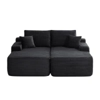 Cozy Modern Cloud Sectional with L-Shape Chaise and Deep Seat, Chic Plush 2-Seater Sofa with No Assembly, 75.5'' L x 66" W x 26" H, Black(m-2)