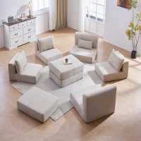 Cozy Modular Sectional with L-Shape and 5 Pillows, Chic Versatile Couch with Soft Corduroy and No Assembly, 100'' L x 35" W x 24" H, Camel(m-7)
