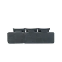 Plush Corduroy Sectional Sofa with L-Shaped Chaise and Deep Seat, Modern Couch for Living Room and Bedroom, 96.5'' L x 60" W x 31" H, Grey Right(m-11)