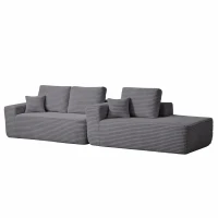Gentle Fabric Sofa with L-Shaped Chaise and Side Pockets, Wise Couch for Living Room and Bedroom, 104'' L x 67" W x 32.5" H, Grey Right(m-8)