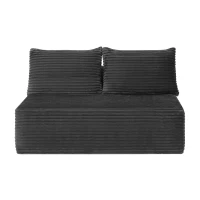 Cozy Cloud Sectional with Double Chaise and Deep Seat, Modern 2-Seater Couch with Plush Fabric and No Assembly, 57'' L x 35" W x 24" H, Grey(m-2)