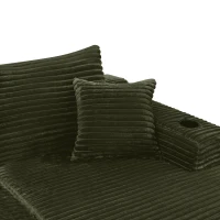 Warm Corduroy Sectional Sofa with L-Shaped Chaise and Cup Holder, Sensible Couch for Living Room and Bedroom, 96'' L x 66" W x 33" H, Green(m-4)