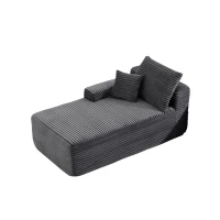 Modern 37.5-inch Left Chaise with Plush Grey Velvet, Chic Sectional Sofa with Flexible Matching for Living Room, 66'' L x 39" W x 33" H, Gray(m-7)