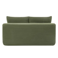 2-Seat Chaise Lounge with Cup Holder and Soft Corduroy, Chic Cloud Couch with Double Chaise and No Assembly, 57'' L x 35" W x 24" H, Green(m-10)