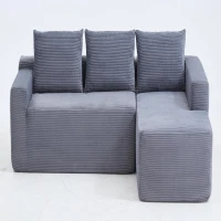 Modern Cloud Sectional with L-Shaped Chaise and Deep Seat, Cozy Modular Sofa with Corduroy and No Assembly, 96.5'' L x 60" W x 31" H, Grey(m-2)