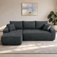 Modern Cloud Sectional with L-Shape Chaise and Deep Seat, Modular Sofa with Cotton-Linen Fabric and No Assembly, 85'' L x 53" W x 24" H, Grey(m-1)