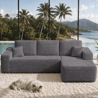 Gentle Fabric Sofa with L-Shaped Chaise and Side Pockets, Wise Couch for Living Room and Bedroom, 104'' L x 67" W x 32.5" H, Grey Right(m-1)