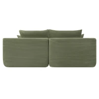 Modern Cloud Sectional with Double Chaise and Deep Seat, Cozy 2-Seater Sofa with Soft Corduroy and No Assembly, 69'' L x 61" W x 30" H, Green(m-11)